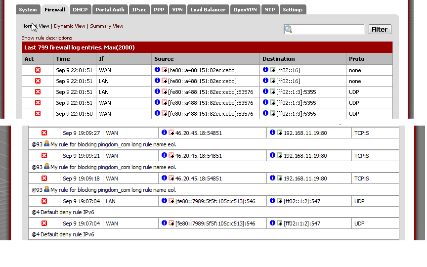 Feature 2629 Changed firewall log to show the applied rule